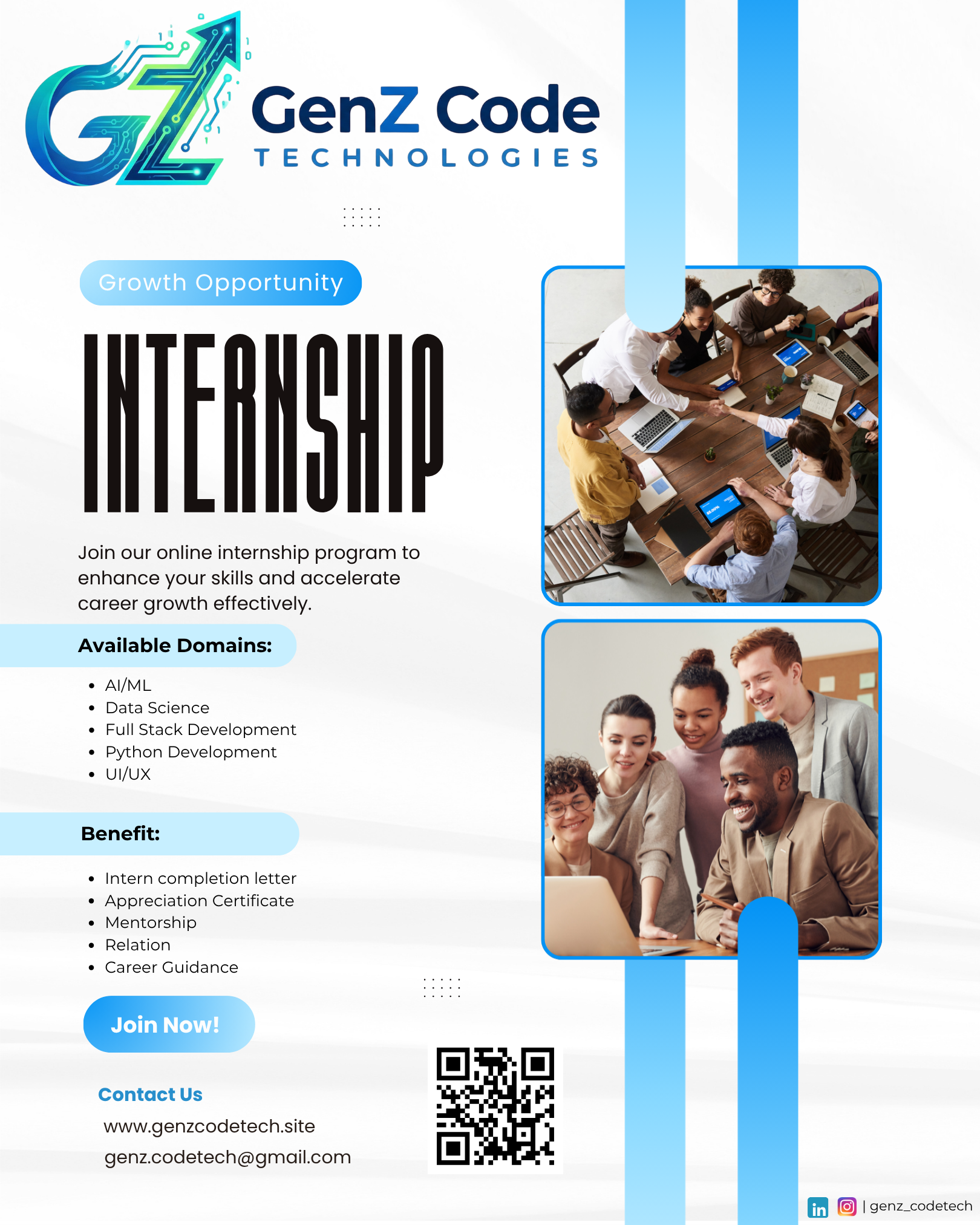 GenZ Code Tech Internship Poster